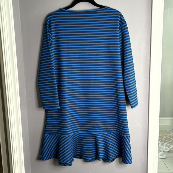 Draper James Blue and Black Striped Long Sleeve Ruffle Hem Dress Size XS - Picture 6 of 9